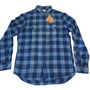 NWT Faherty Seasons Shirt Button Down Indigo Coral Plaid Mens Medium MWF1746-ICP